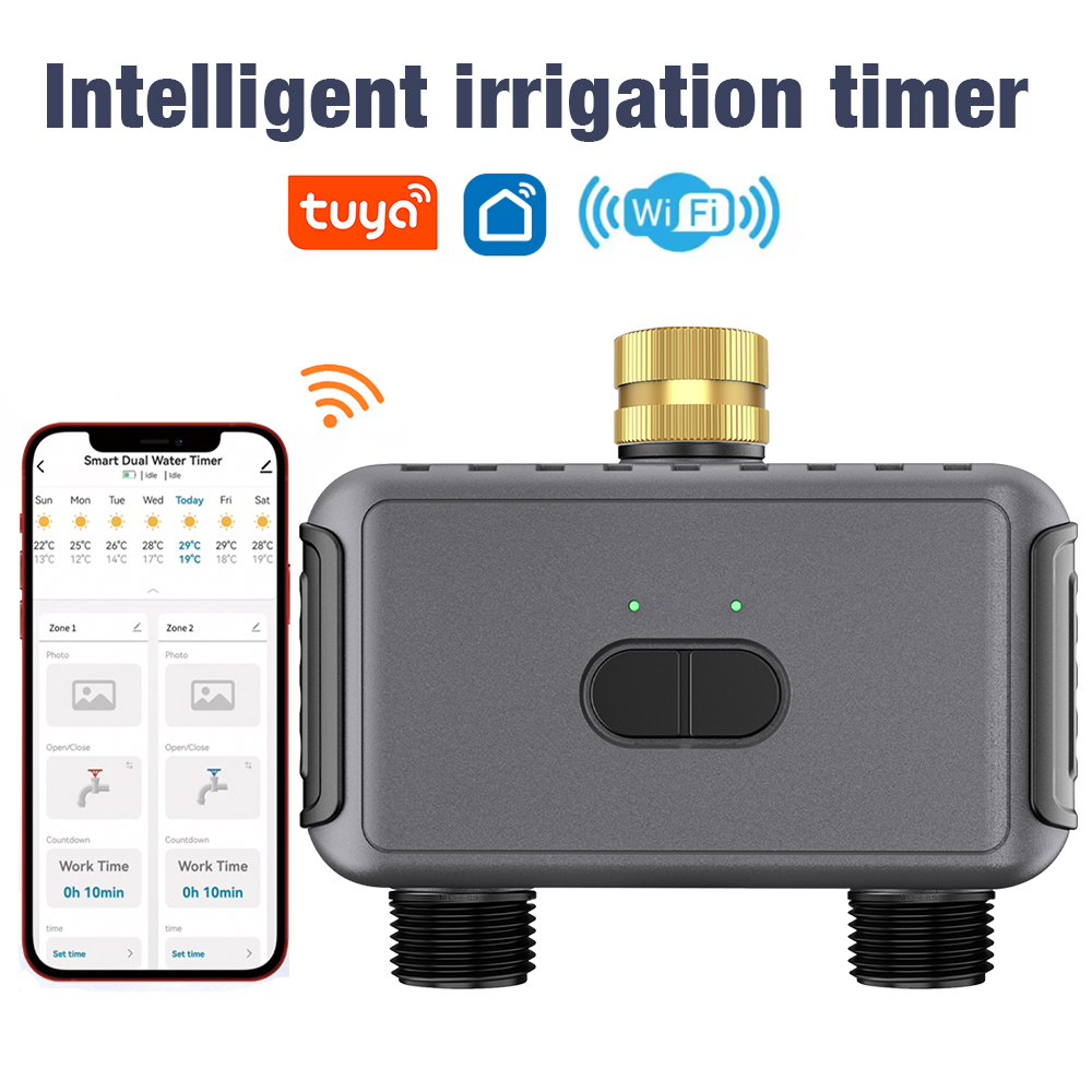 Smart Garden Refill - Tuya WiFi ウォータータイマースマート 2 コンセントスプリンクラータイマー庭の散水システム点滴灌漑コントローラ雨遅延プログラマー