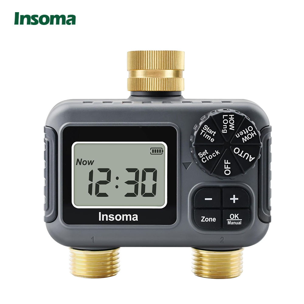 Smart Garden Refill - Insoma スマート灌漑散水システム デュアルコンセント 自動散水タイマー 散水蛇口 ホースプログラマー