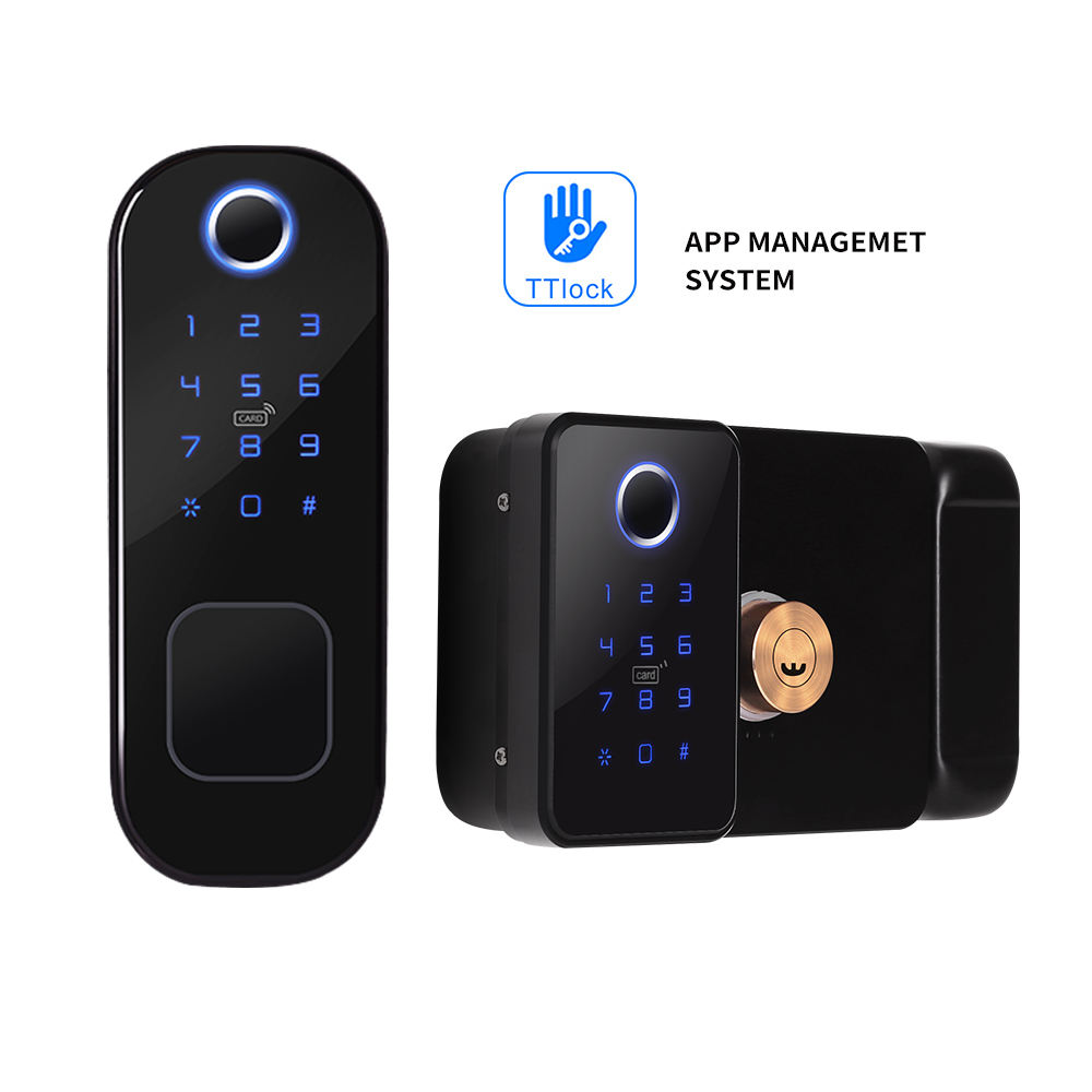 Smart Garden Door Lock - インテリジェントドアロック,両面指紋センサー,RFIDカード,ヘビーガーデンゲート,デジタルドア,屋外ロックアプリケーション,ttlock