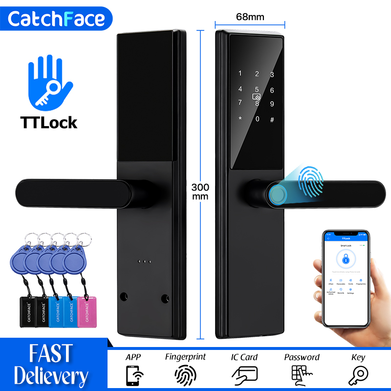 Smart Garden Door Lock - Bluetooth 指紋ドアロック TTLock アプリコードカードキータッチスクリーンスマートドアロックセキュリティデジタル電子ロック家庭用