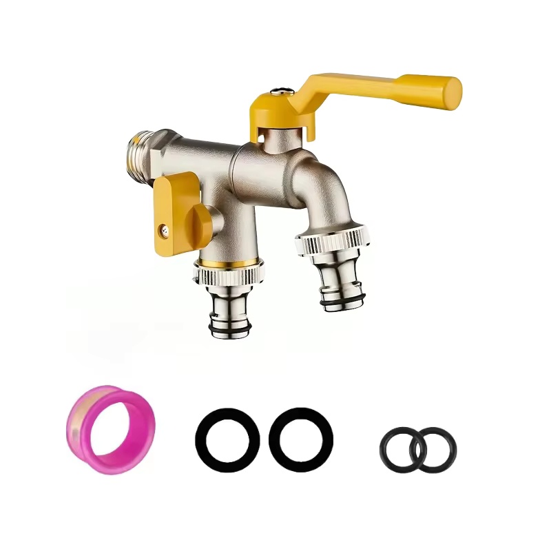 Smart Garden Tap - ダブルアウトレットガーデンホース蛇口 - 1/2インチ接続、散水や芝生の手入れに最適、スプリンクラーとホースガンに対応