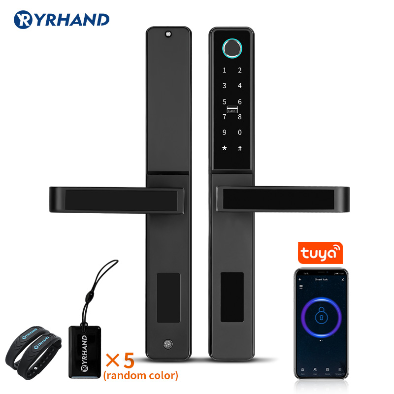 Smart Garden Door Lock - Tuya-インテリジェント指紋ドアロック,アルミニウム,wifiアプリケーション付き,キーレスデジタルドアハンドル,ガラスまたは木製スライド用