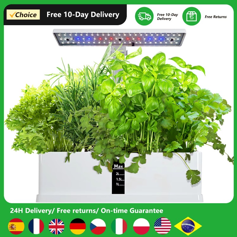 Smart Garden Indoor - 9ポッドスマート水耕栽培システム 室内ガーデンキット 自動タイマー 高さ調整可能 15W LED育成ライト