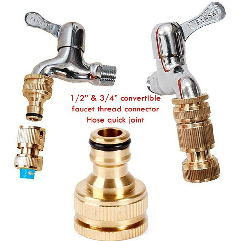 Smart Garden Tap - 真鍮製蛇口タップコネクターミキサーホースアダプタークイックコネクター1/2 3/4銅製ホースカップリングアダプターガーデン散水用継手ツール