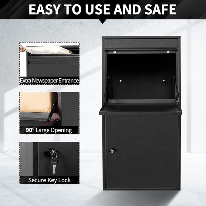 Smart Garden Box - スチール製大型スマート宅配ボックス、鍵付き、屋外用、家庭用、庭用、壁掛け式、耐久性のある郵便受け