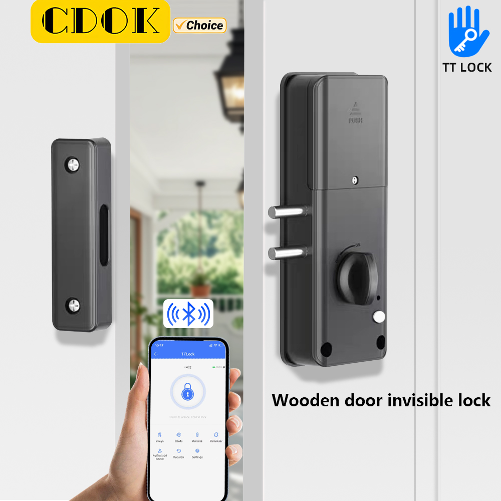 Smart Garden Door Lock - CDOK RX02 TTlock Bluetooth、屋内用目に見えない木製ドアロック、ドアの外からは見えません
