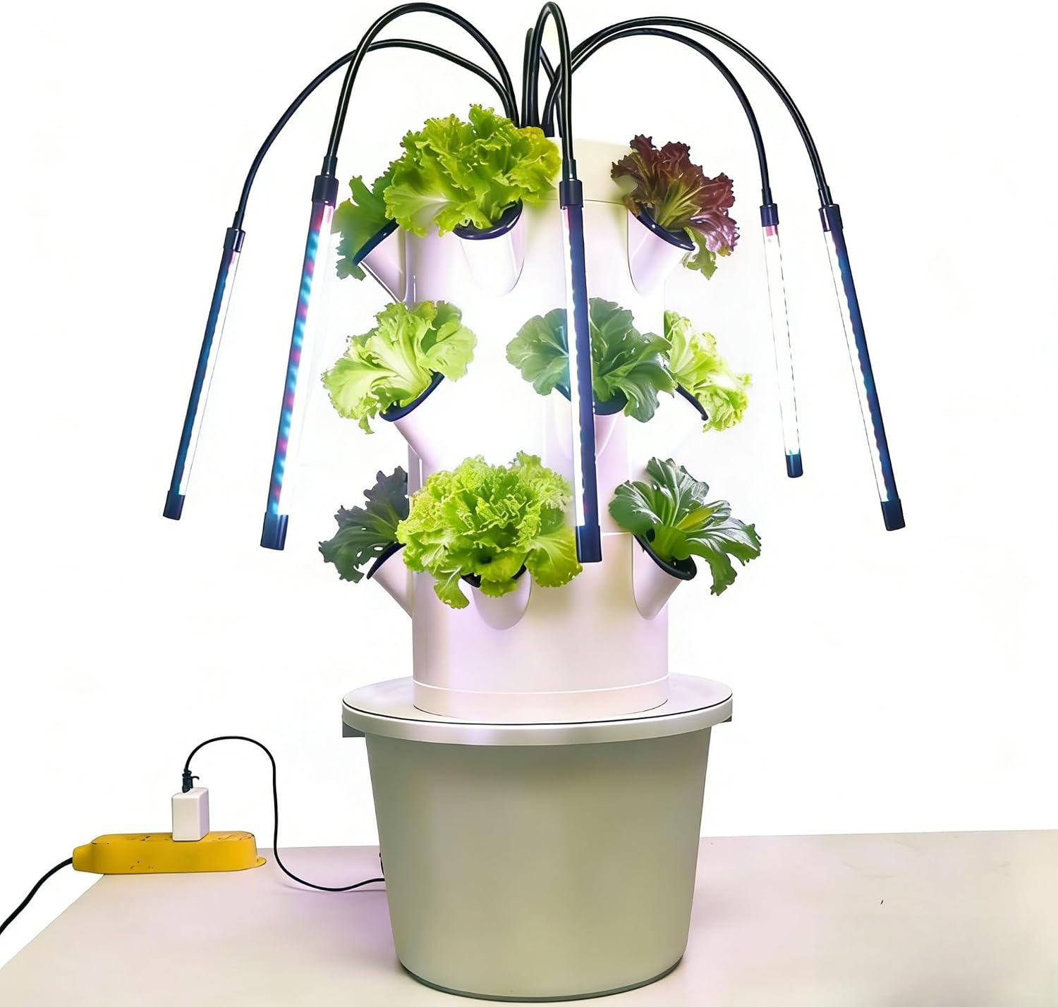 Indoor Herb Garden Kit - 垂直型水耕栽培システム 3層15穴 室内ガーデンキット キッチンハーブ＆野菜用LEDライト6個付き