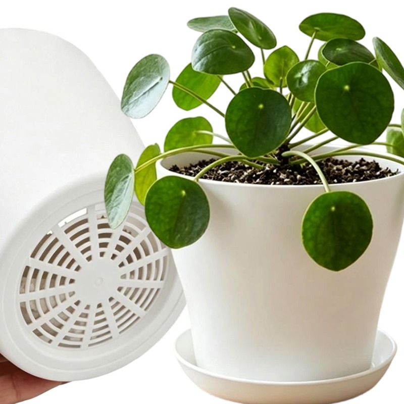 Indoor Herb Garden Kit - 排水穴とマッチングトレイ付きの植木鉢セット PP樹脂製 カラフルなプランター 室内多肉植物 サボテン ハーブガーデン