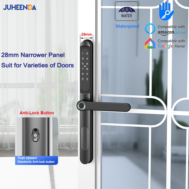 Smart Garden Door Lock - アルミニウム製電子引き戸ロック,防水,指紋,デジタルパスワード,RFIDカード,ttlockアプリケーション