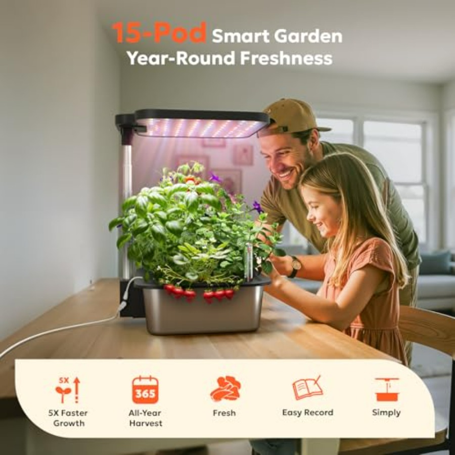 室内ハーブガーデンキット（15ポッド）、ダークシルバー水耕栽 - Indoor Herb Garden Kit のレビューと価格