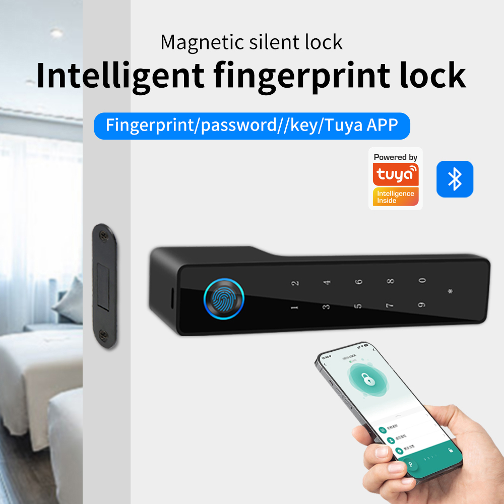 ミニマリスト電子指紋サイレントドアロックサポート Tuya  - Smart Garden Door Lock のレビューと価格