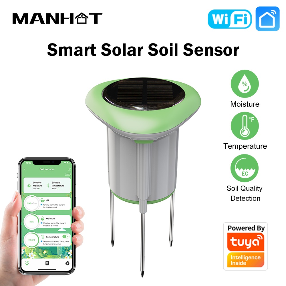 MANHOT WiFi スマートソーラー土壌センサー 3in - Smart Garden Irrigation のレビューと価格