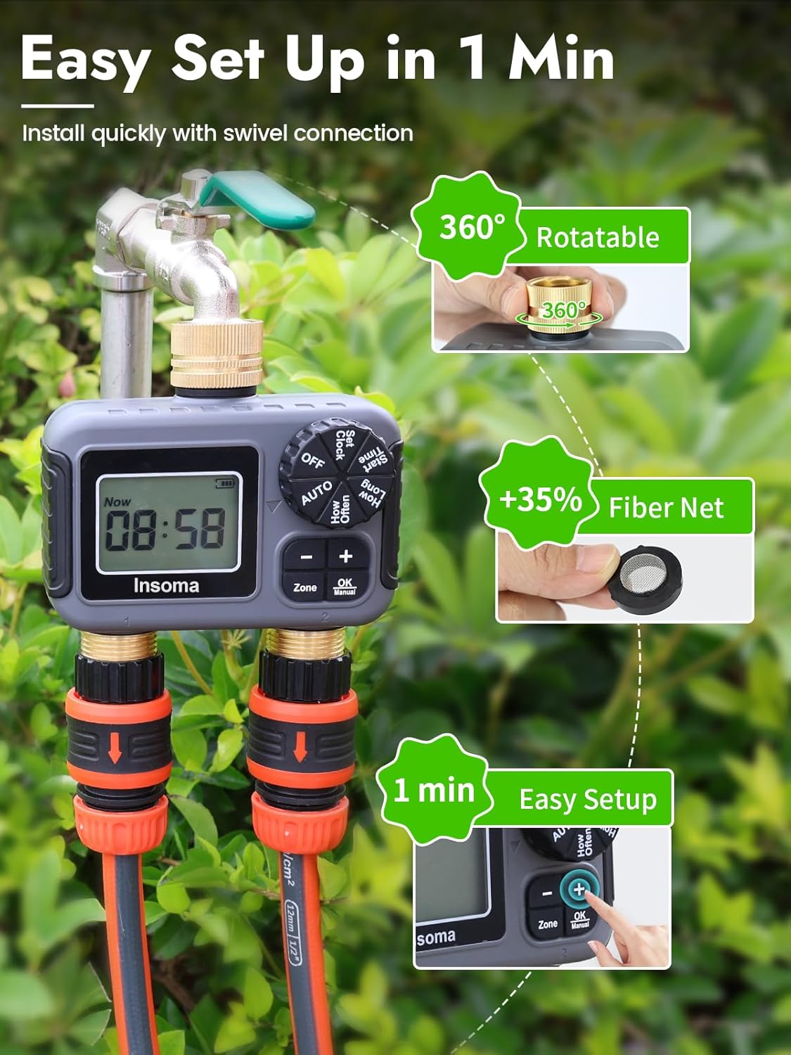 Insoma スマート灌漑散水システム デュアルコンセント  - Smart Garden Refill のレビューと価格