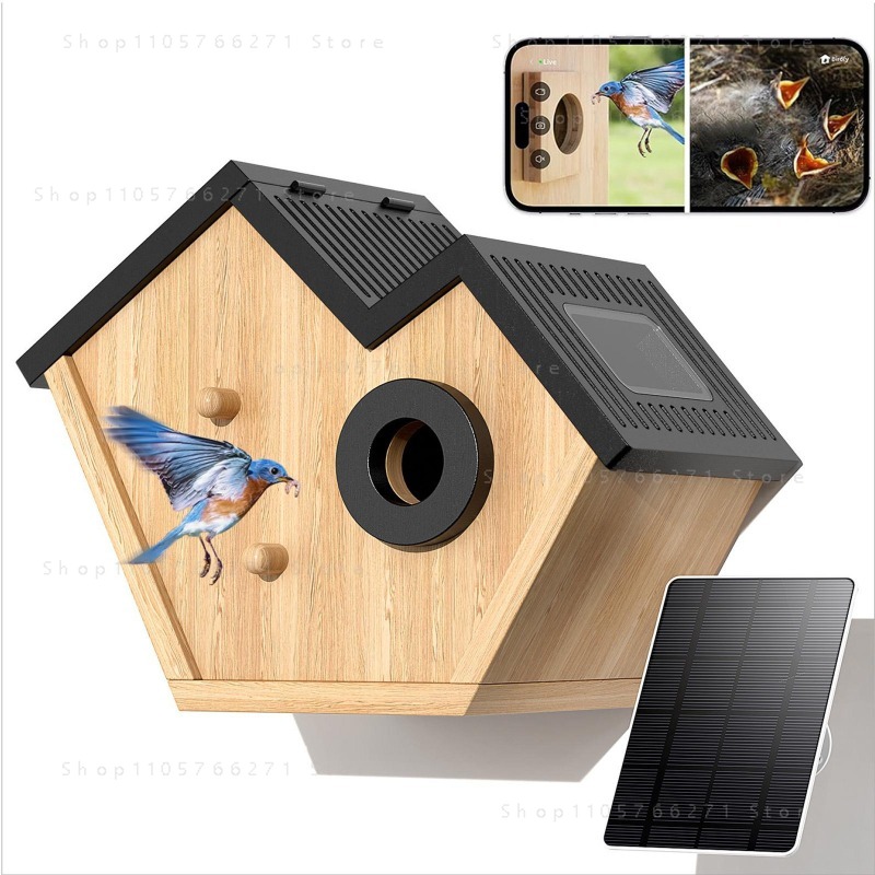カメラ付きスマートバードハウス、ソーラー電源ワイヤレス屋外鳥 - Smart Garden Box のレビューと価格