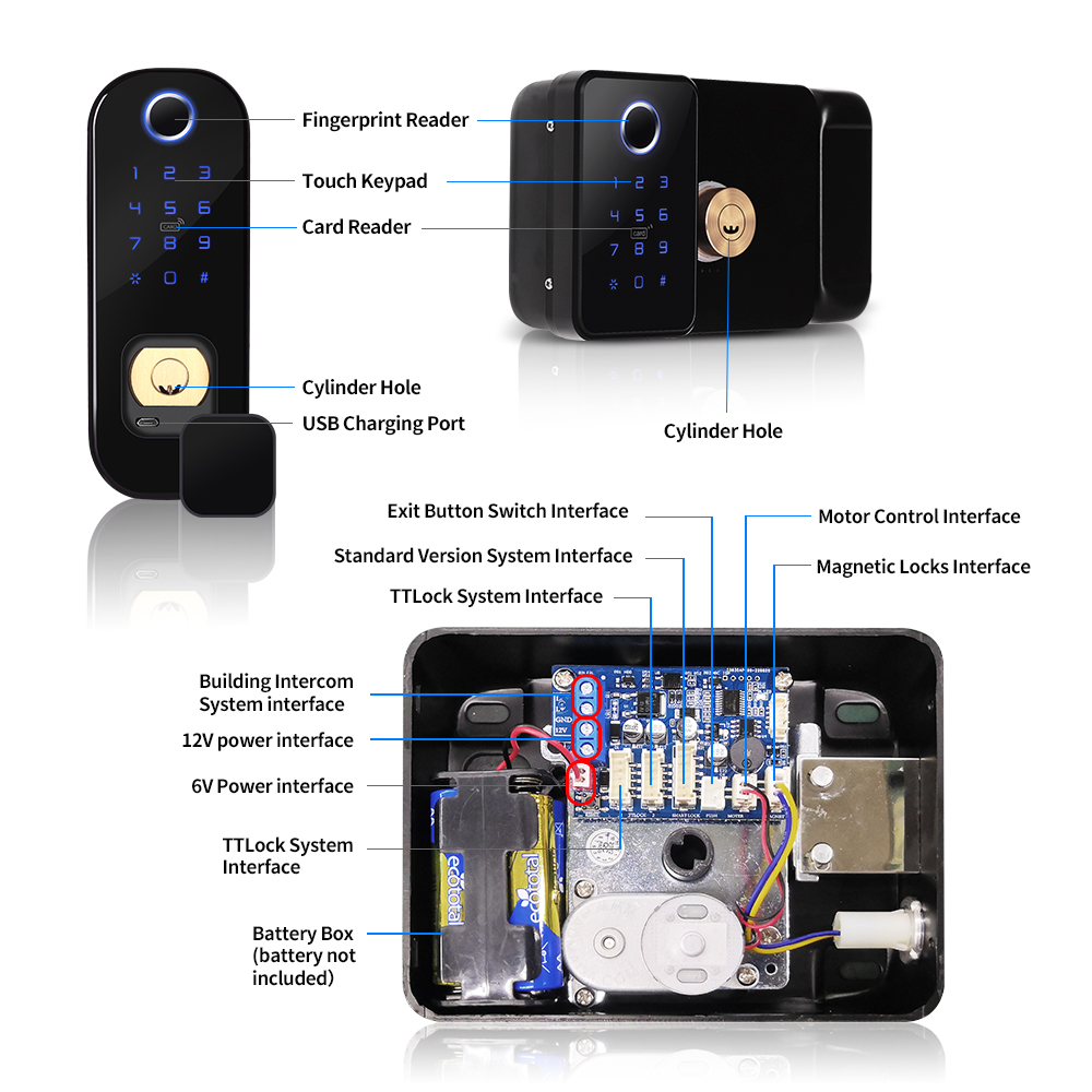 インテリジェントドアロック,両面指紋センサー,RFIDカード - Smart Garden Door Lock のレビューと価格