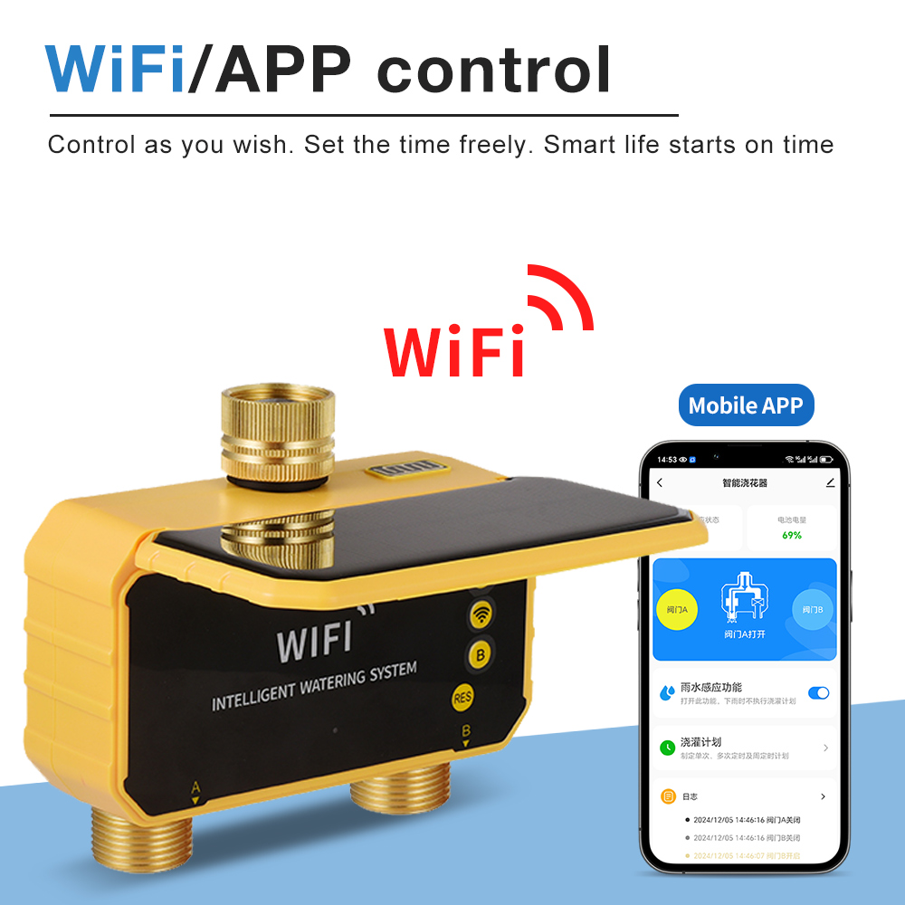 WiFi ソーラーウォータータイマー 1/2/4 出口真鍮入 - Smart Garden Tap のレビューと価格