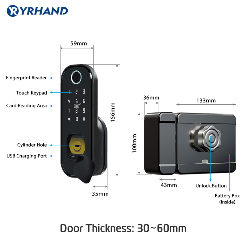 Tuya 指紋ドアロック防水屋外ゲート Bluetooth  - Smart Garden Door Lock のレビューと価格