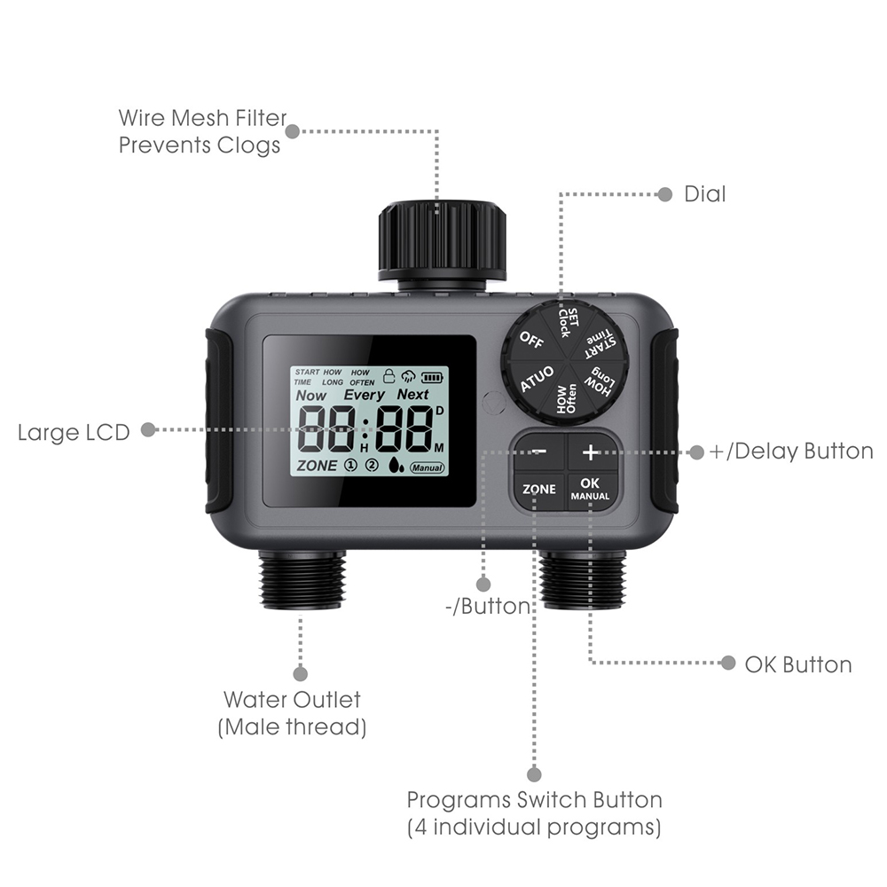 デジタルスマートタイマー付きLCDガーデンタイマー,点滴灌漑 - Smart Garden Tap のレビューと価格