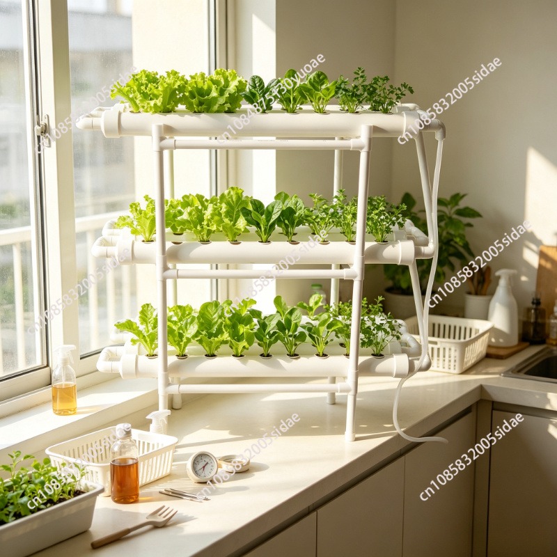 3層式水耕栽培システムキット 108サイト PVCパイプ 土 - Indoor Herb Garden Kit のレビューと価格