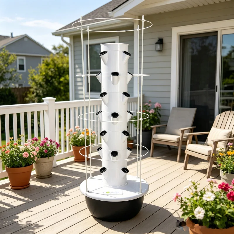 5層式スペースツリー垂直水耕栽培タワー、スマート野菜プランタ - Smart Garden Trellis のレビューと価格