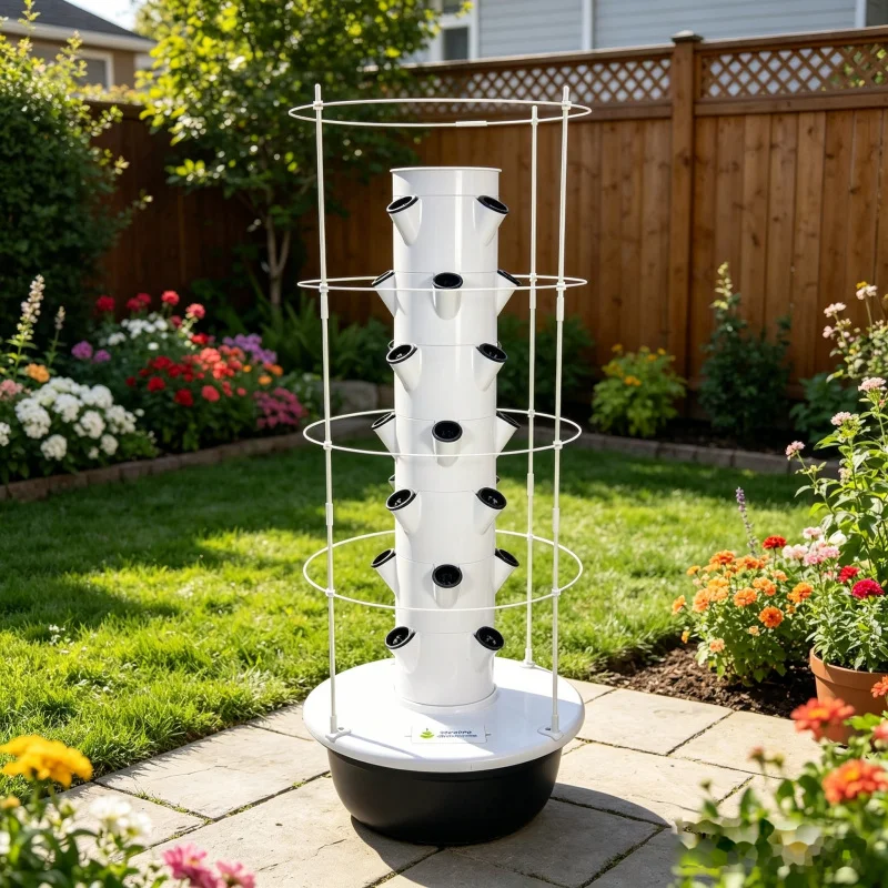5層式スペースツリー垂直水耕栽培タワー、スマート野菜プランタ - Smart Garden Trellis のレビューと価格