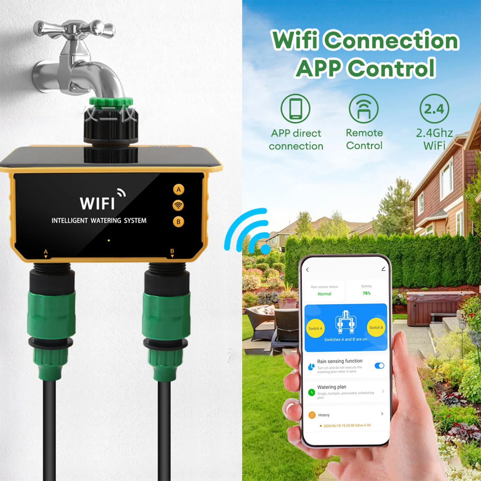 ソーラーWiFiスマート灌漑タイマー雨感知機能APP制御2口 - Smart Garden Irrigation のレビューと価格
