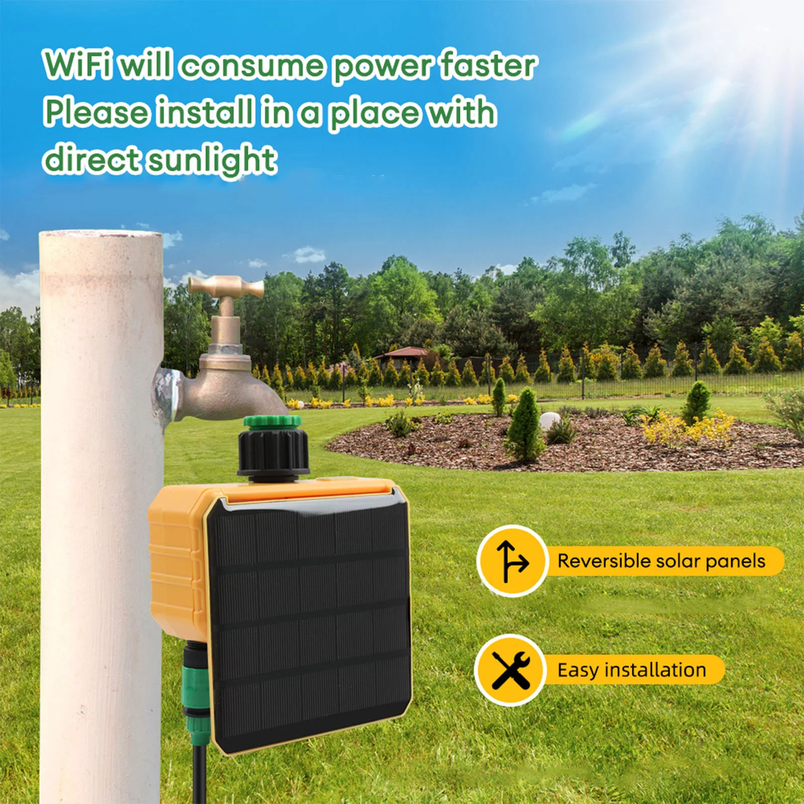 ソーラーWiFiスマート灌漑タイマー雨感知機能APP制御2口 - Smart Garden Irrigation のレビューと価格